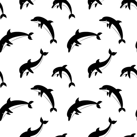Seamless pattern with jumping dolphins for textile, wallpaper, wrapping paper or scrapbooking.のイラスト素材