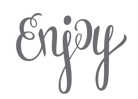 "Enjoy" hand lettering. Vector illustration with lettering "Enjoy" isolated on white background.のイラスト素材