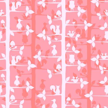 Seamless pattern with trees and forest animals