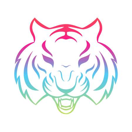 Tiger icon isolated on a white background. Tiger logo template, tattoo design, t-shirt print.のイラスト素材