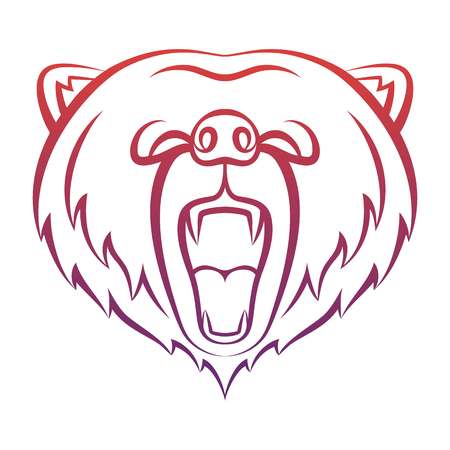 Roaring bear icon isolated on a white background. Bear logo template, tattoo design, t-shirt print. Wild animal contour logo.のイラスト素材