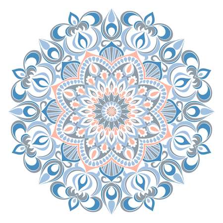 Vector Mandala ornament. Vintage decorative elements. Oriental  round pattern.Arabic, Indian, turkish, pakistan, chinese, ottoman motifs. Hand drawn floral background.のイラスト素材