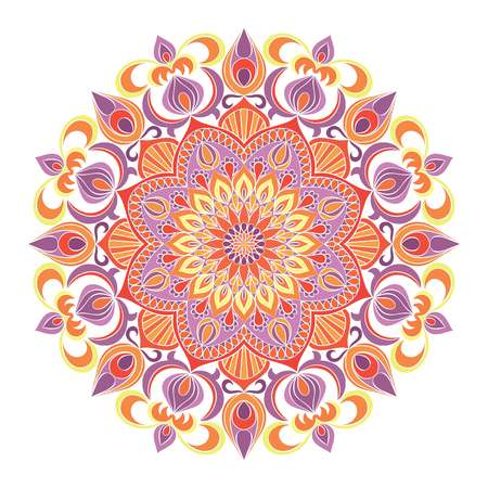 Vector Mandala ornament. Vintage decorative elements. Oriental  round pattern. Arabic, Indian, turkish, pakistan, chinese, ottoman motifs. Hand drawn floral background.のイラスト素材