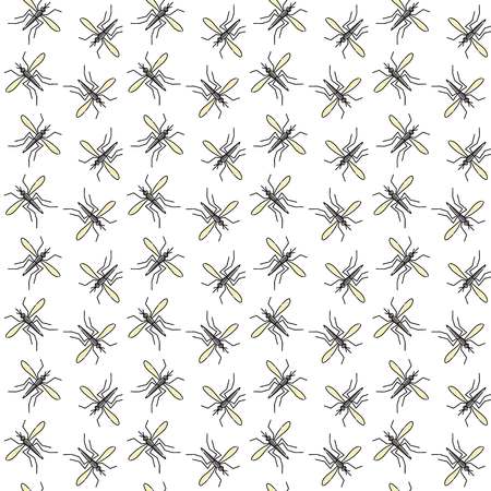 Mosquito pattern for textile design, wallpaper, wrapping paper or scrapbooking. Zika virus malaria alert.のイラスト素材