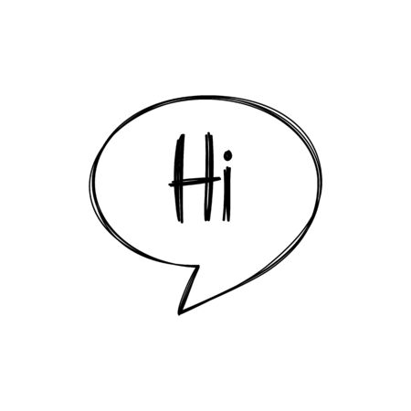 Doodle hand drawn speech bubble with inscription Hi.のイラスト素材