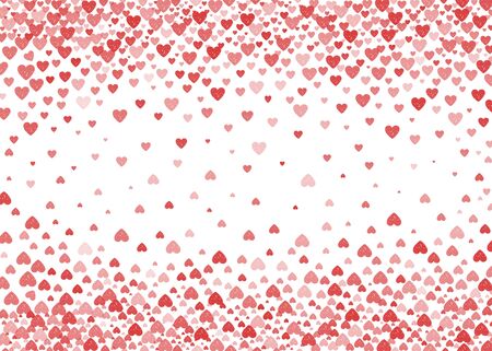 Falling red hearts confetti romantic background for Vallentines day or wedding design, greeting cards or posters.のイラスト素材