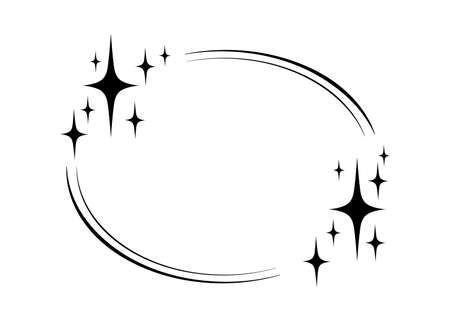 Vector circle star frame. Wreath for design, logo template. Stardust, stars, starry sky. Round frame with stars and glitter dots on white background. Vector background for card, invitation.のイラスト素材