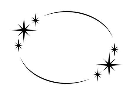 Vector circle star frame. Wreath for design, template. Stardust, stars, starry sky. Round frame with stars and glitter dots on white background. Vector background for card, invitation.のイラスト素材