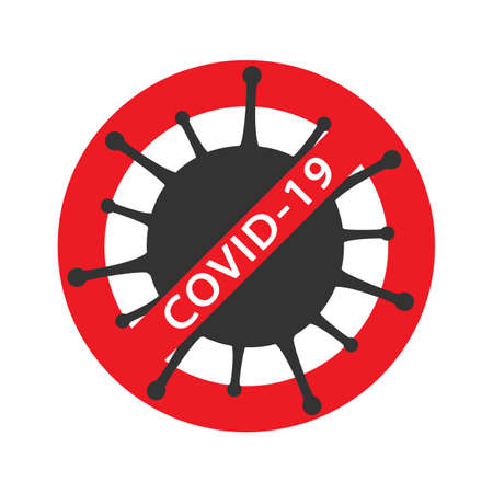 Coronavirus red Prohibit Sign, 2019-nCoV, Covid-19 Novel Coronavirus Bacteria. No Infection and Stop virus Concept. Dangerous Coronavirus Cell. Coronavirus sign isolated on white backgroundのイラスト素材