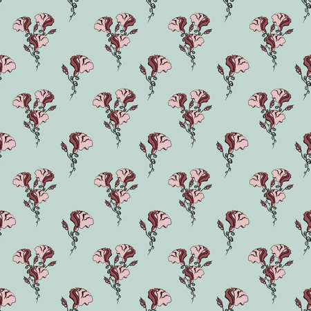 Seamless floral pattern with carnation flowers on a mint background vector illustrationのイラスト素材