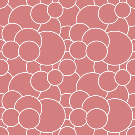 Seamless vector geometric pattern with white circles on a pink backgroundのイラスト素材