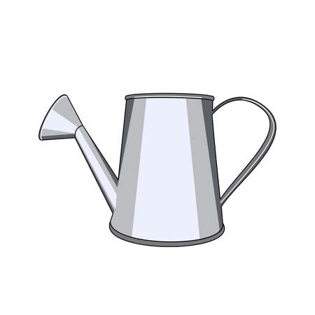 Garden watering can vector illustration in flat technique isolated on white backgroundのイラスト素材