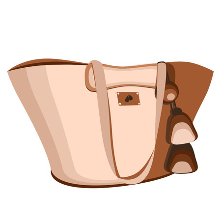 Beach bag with knitted embellishment in flat technique vector illustrationのイラスト素材