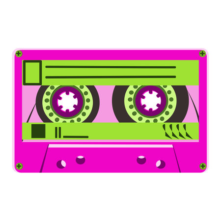 Retro audiocassette tape in flat technique vector illustrationのイラスト素材