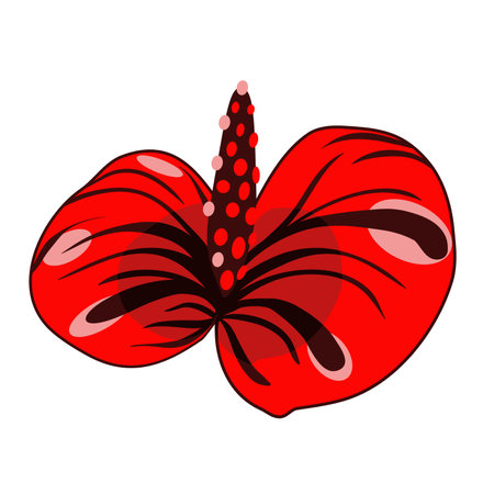 Red anthurium flower icon in cartoon style on a white backgroundのイラスト素材