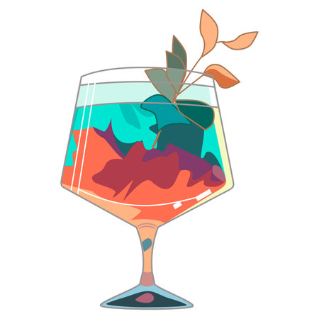 Cocktail in a glass. Vector illustration in flat techniqueのイラスト素材