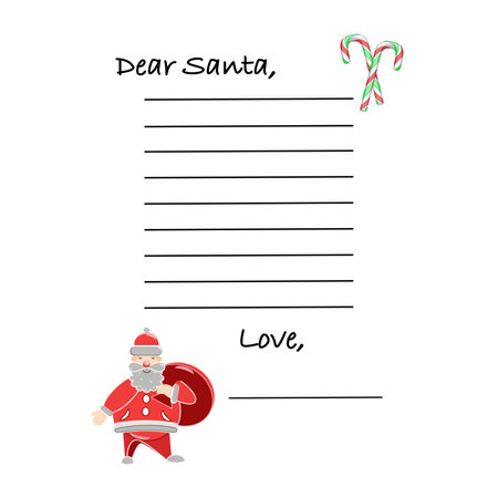 Letter to Santa Claus with candy cane. Letter template vector illustrationのイラスト素材