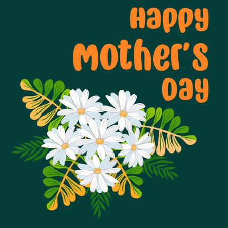 Happy Motherâs Day floral holiday card with a bouquet of flowers vector illustrationのイラスト素材