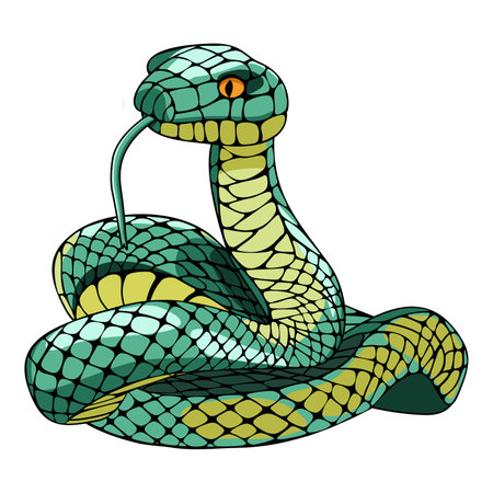 Green snake is symbol of new year. Vector illustrationのイラスト素材