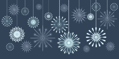 Banner with snowflakes, decoration for Christmas and new year. Vector illustrationのイラスト素材