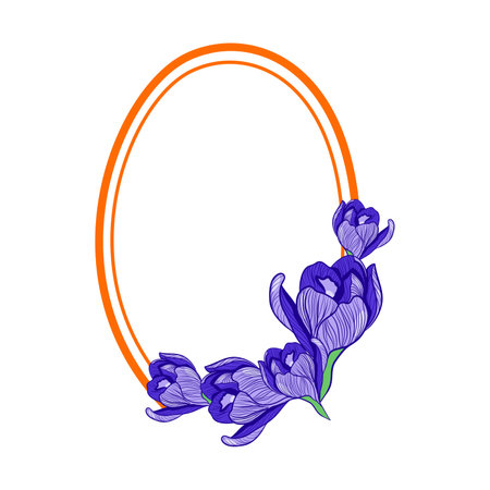 Floral frame with crocus flowers holiday decoration vector illustrationのイラスト素材