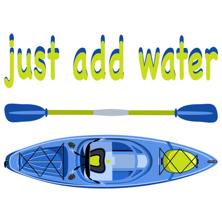 Just add water slogan with kayak boat single sit-in vector illustrationのイラスト素材