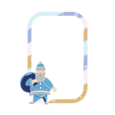 Holiday frame with decorations and Santa Claus with gifts vector illustrationのイラスト素材