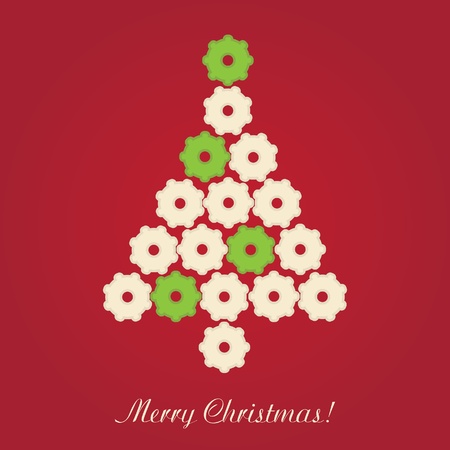 Pretty christmas tree curled quilled, vector illuctrationのイラスト素材