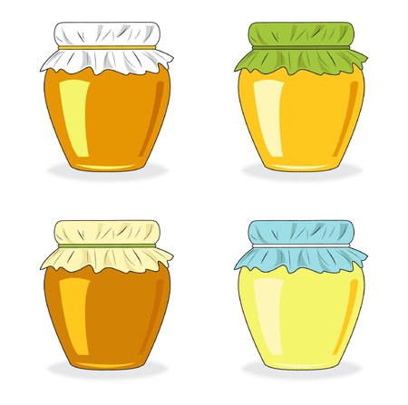 Jars of honey, set icon, vector illustrationのイラスト素材