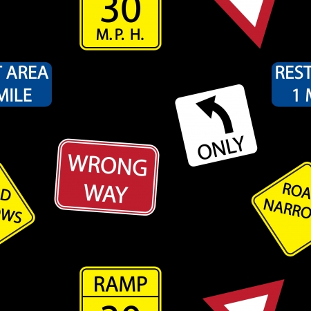 Vector background with  road signs, seamless patternのイラスト素材