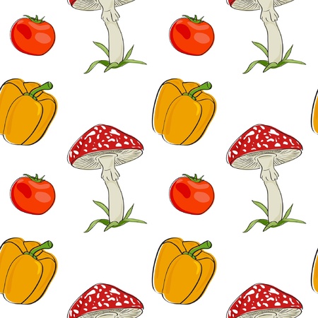 summer background with vegetables, seamless patternのイラスト素材
