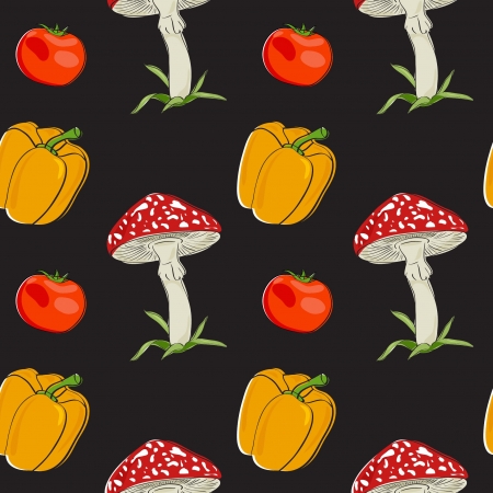 Vector summer background with vegetables, seamless patternのイラスト素材