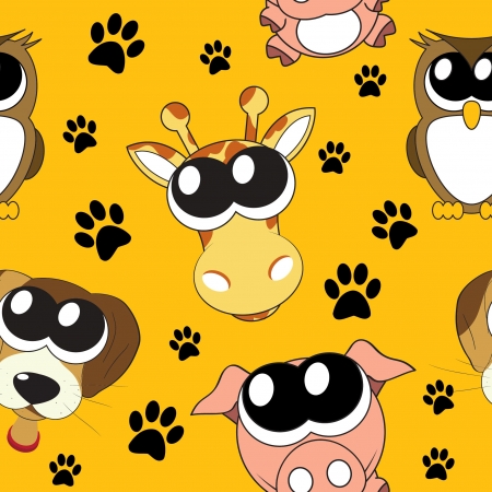 background with cartoon animals , seamless patternのイラスト素材
