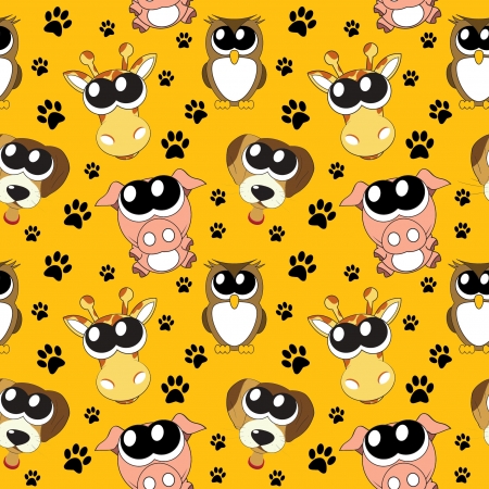 background with cartoon animals , seamless patternのイラスト素材