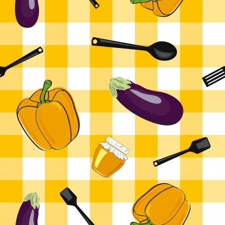 summer background with  vegetables, seamless patternのイラスト素材