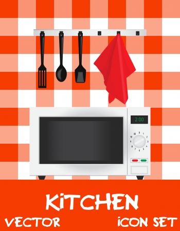 illustration of kitchen (microwave plus appliances)のイラスト素材
