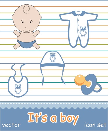 Colorful icon set of baby goods, のイラスト素材