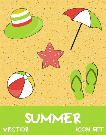 Pretty funny summer  beach  icon setのイラスト素材