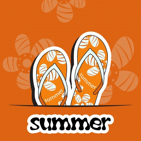 Pretty summer background with slippersのイラスト素材