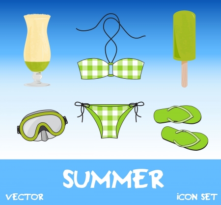 Set of pretty colorful summer iconsのイラスト素材