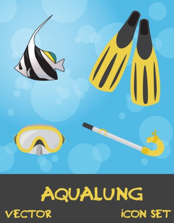 Icon set of summer underwater (scuba) devicesのイラスト素材