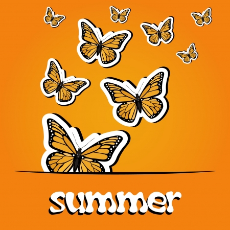 Pretty summer background with butterflyのイラスト素材