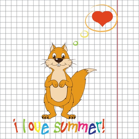 Pretty summer background with squirrelのイラスト素材