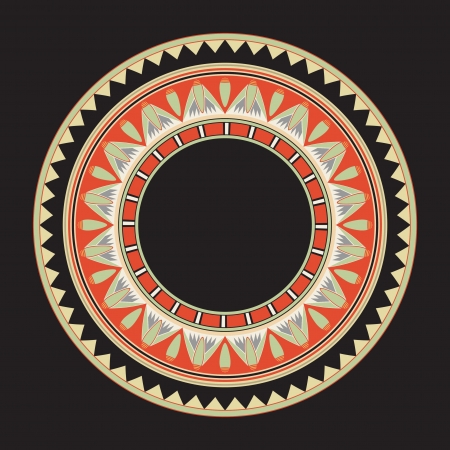 Circle ornament. Round frame, rosette of ancient elements. Egyptian national antique round pattern, vector.のイラスト素材