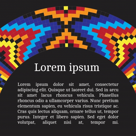 Frame template for cards, invitations, banners. You can place any text here. Invitation card with native american (indian) round pattern, vector.のイラスト素材