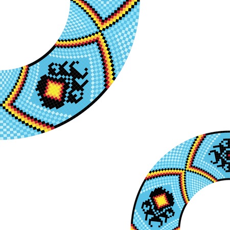 Frame template for cards, invitations, banners. You can place any text here. Invitation card with native american (indian) round pattern, vector.のイラスト素材