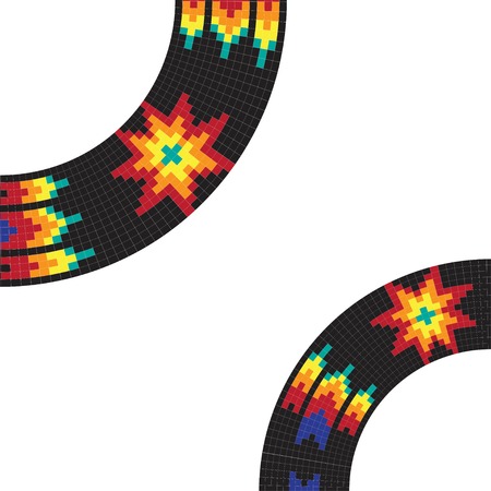 Frame template for cards, invitations, banners. Invitation card with native american (indian) round pattern, vector.のイラスト素材