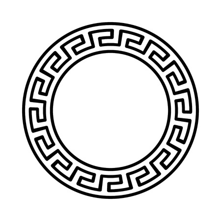 Circle ornament. Round frame, rosette of ancient elements. Greek national antique round pattern, vector.のイラスト素材