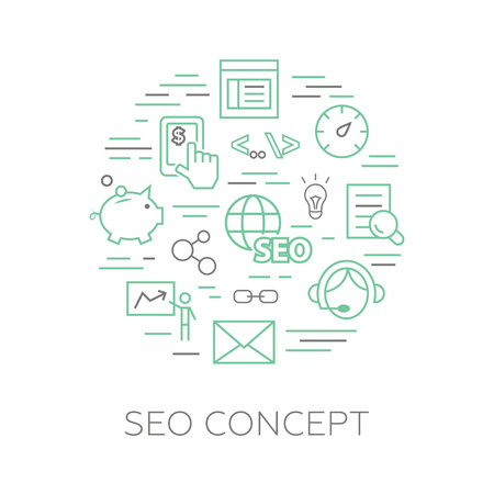 SEO concept made of pictograms, vectorのイラスト素材