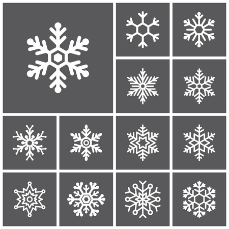 Set of flat simple web icons (winter snowflakes ), vector illustration